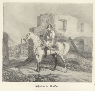 Napoleon i Moskva 1812, p� en av sine ber�mte gr� araberhingster